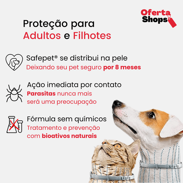 Colar Anti Parasitas Premium SafePet [8 meses de proteção]